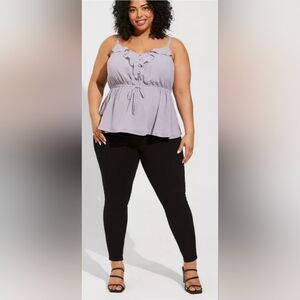 Torrid Chiffon Clip Dot Ruffle Tie Waist Tank. SIZE 5/28 NWT